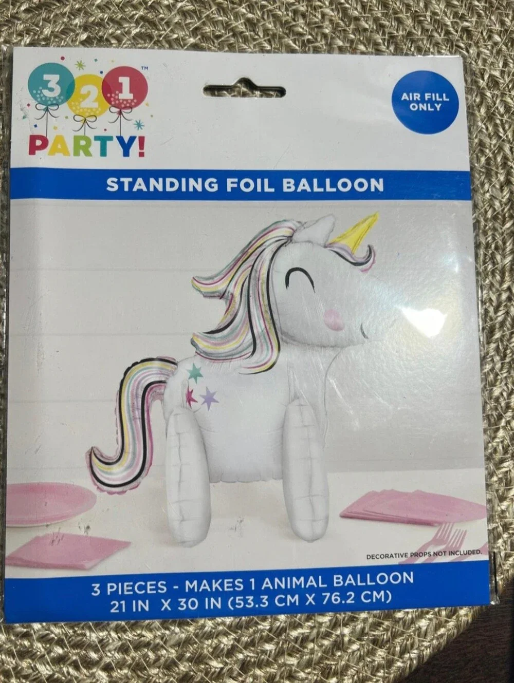 Pink Unicorn Party Kit - Tablecover, Napkins & Foil Balloon